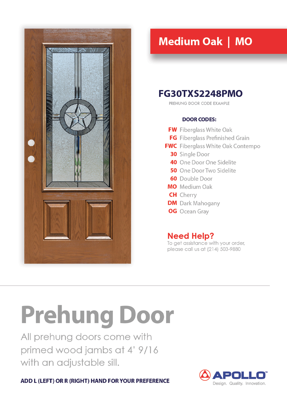 Apollo Building Products 2248 Medium Oak Fiberglass Entry Door Residential Property Exterior Design