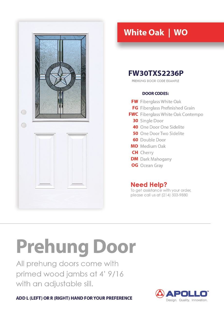 Apollo Building Products 2236 White Oak Fiberglass Entry Door Residential Property Exterior Design